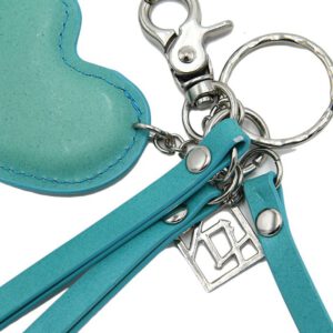 Leren sleutel hangers, set van twee sleutelhangers, Roos en Groen