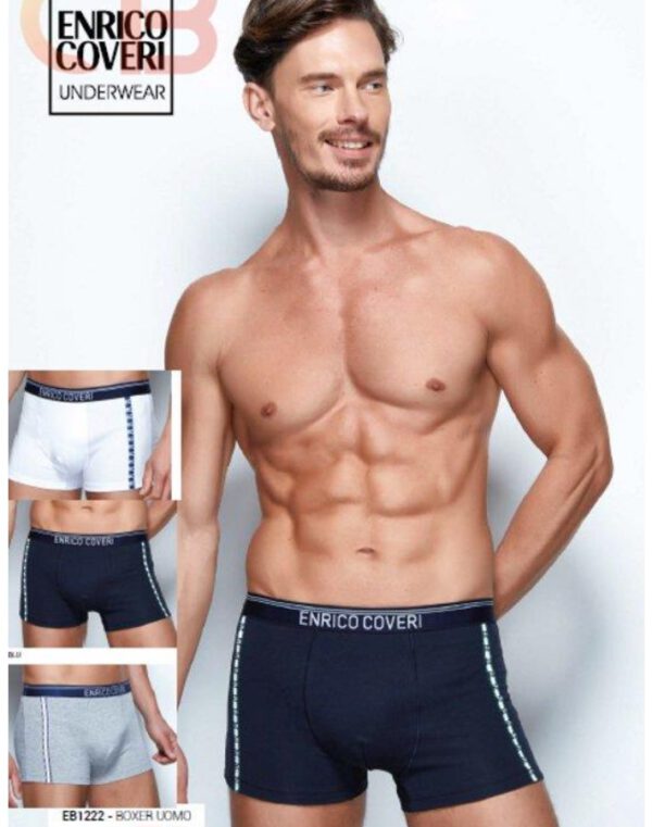 Enrico Coveri set van 3 stuks katoenen heren boxer in kleuren Blauw - Zwart - Wit of Grijs MAAT S
