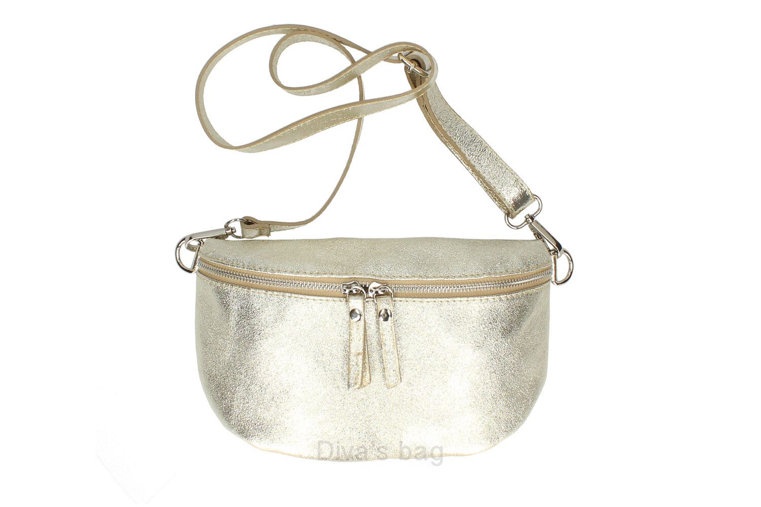 Leren heuptas in bollige look - ritssluiting - lederen etui - dikke heup band - GOUDEN kleur