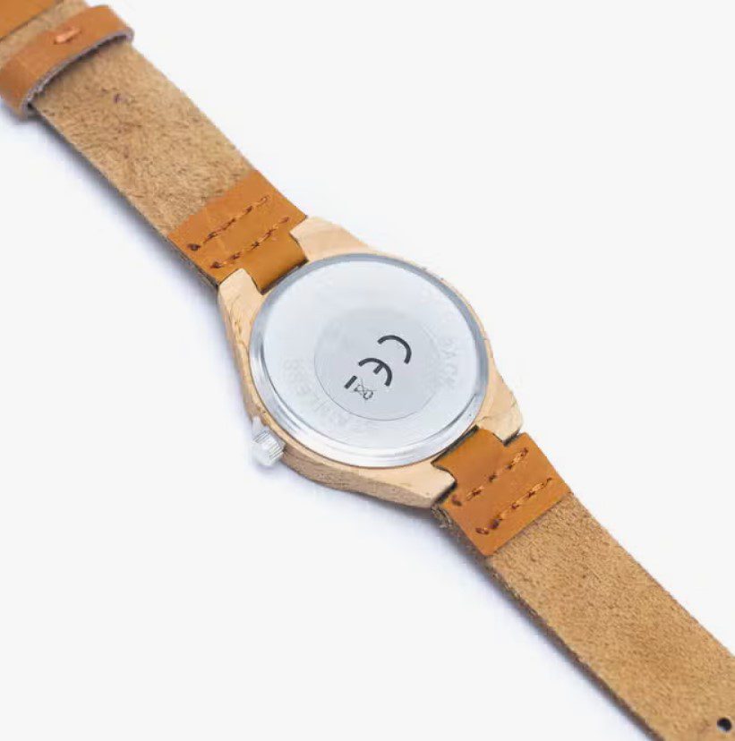 Vintage gameshorloge lederen band - houten horloge corpus - irritatie vrij polshorloge WA-273 - Afbeelding 4