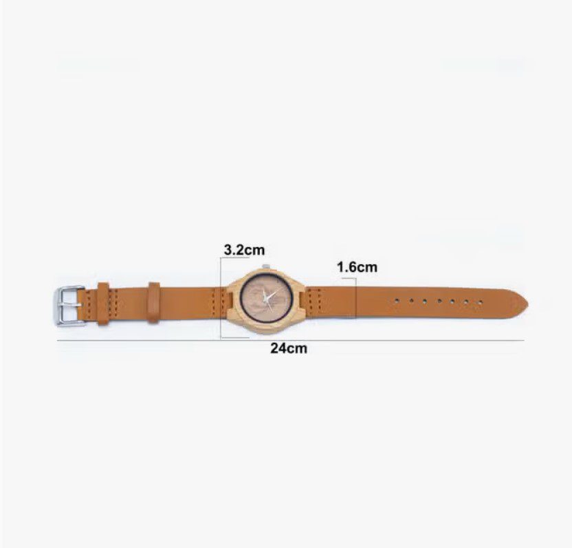 Vintage gameshorloge lederen band - houten horloge corpus - irritatie vrij polshorloge WA-273 - Afbeelding 5