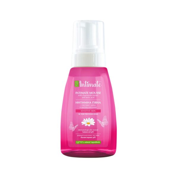 Natuurlijke intieme schuim was met kamille en melkzuur voor gevoelige huid - gebalanceerde pH 250ml