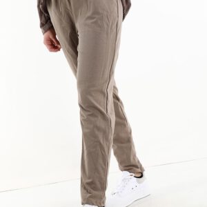 Zachte katoenen jogger broek, met zijzakken, thuisbroek, LICHT BRUIN  Maat 44-46
