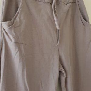 Zachte katoenen jogger broek, met zijzakken, thuisbroek, LICHT BRUIN  Maat 44-46