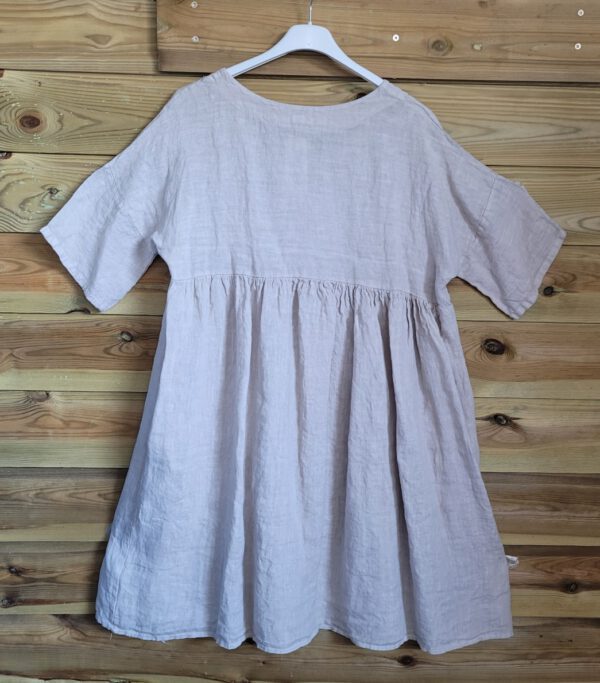 Comfortabele linnen jurk met zakken en raglan mouw , kleur KHAKI, maat 44 - Afbeelding 5
