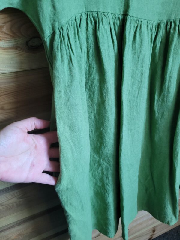 Linnen jurk met korte mouwen ronde hals GROEN kleur, knie lengte maat 40/42 - Afbeelding 7