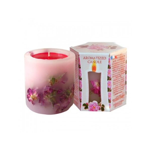 Set van 2 rozen kaarsen met Bulgaarse rozen olie en applicatie - direct in gebruik - kalmering 2x200gr - Afbeelding 2