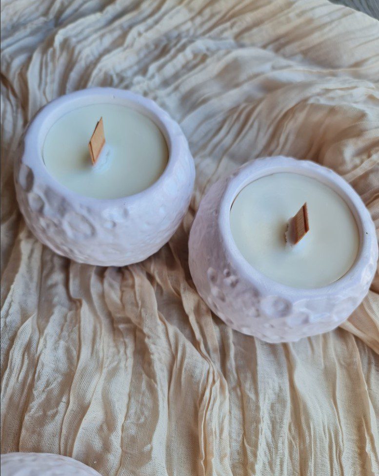 1Handgemaakte kaarsen van soja wax - potten van gips - oriëntaalse geur - langshoudend geur 180gr