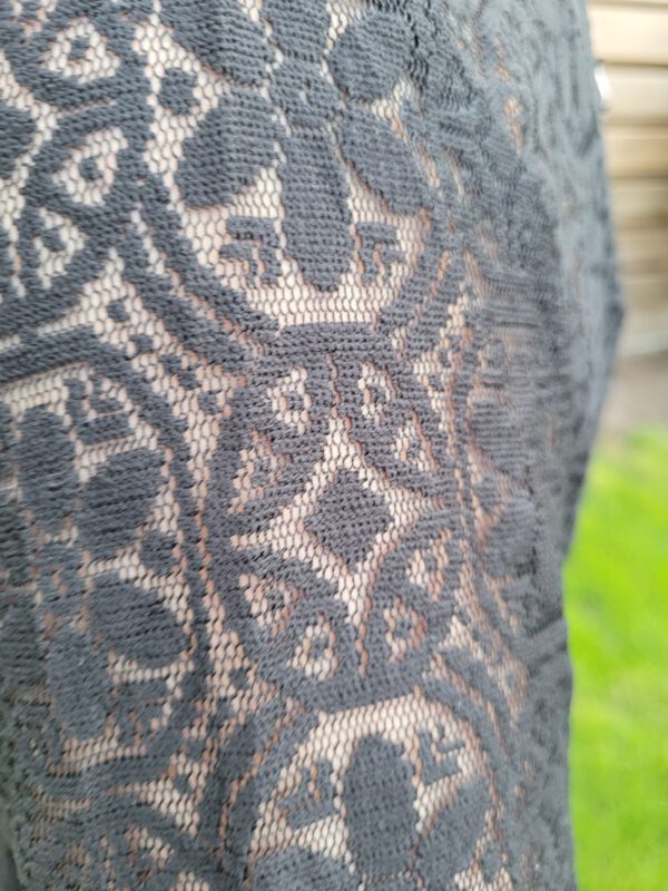 Boho en vintage jurk in ZWART kleur van katoenen kat, 3/4 mouwen met franjes en sierwerk Maat 38/40 - Afbeelding 6