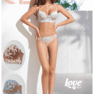 Italiaanse lingerie set met push-up beha satijn en slip ROOS, 80B, 38