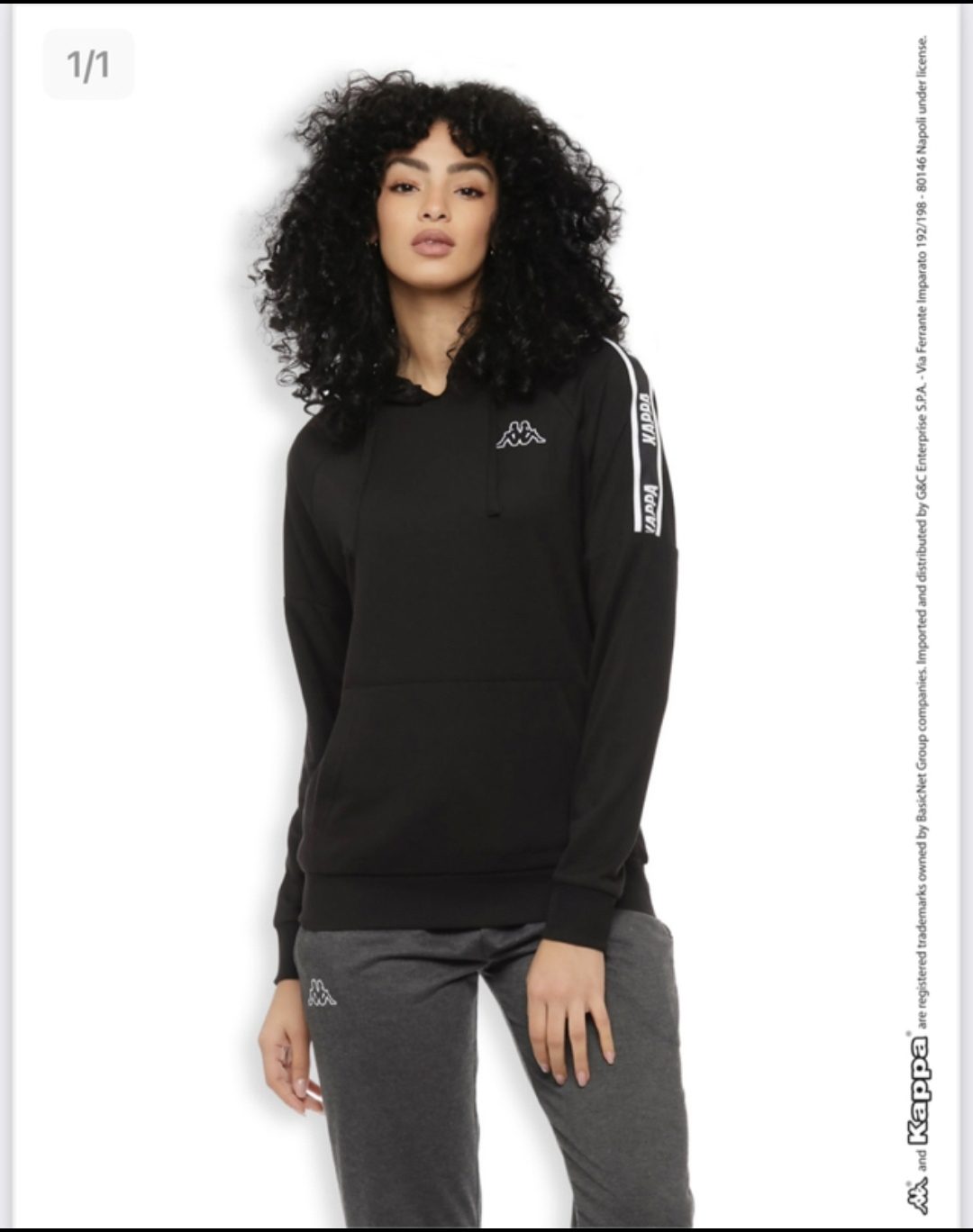 Kappa dames trainingspak - sport pak - tweedelig pak - sweater met capuchon - sportbroek - ZWART en GRIJS maat M