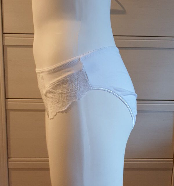 Set van 2 stuks Italiaanse slip in WIT kleur, katoen, met kant en hoge talie Maat XL/46 - Afbeelding 3