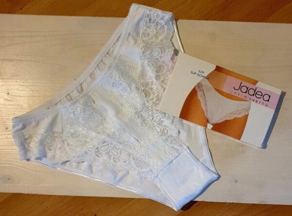Set van 2 stuks Italiaanse slip in WIT kleur, katoen, met kant en hoge talie Maat XL/46 - Afbeelding 5