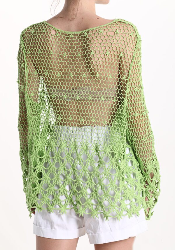 Zomer Geborduurde Katoenen top gehakte blouse GROEN kleur maat 40-42 - Afbeelding 3