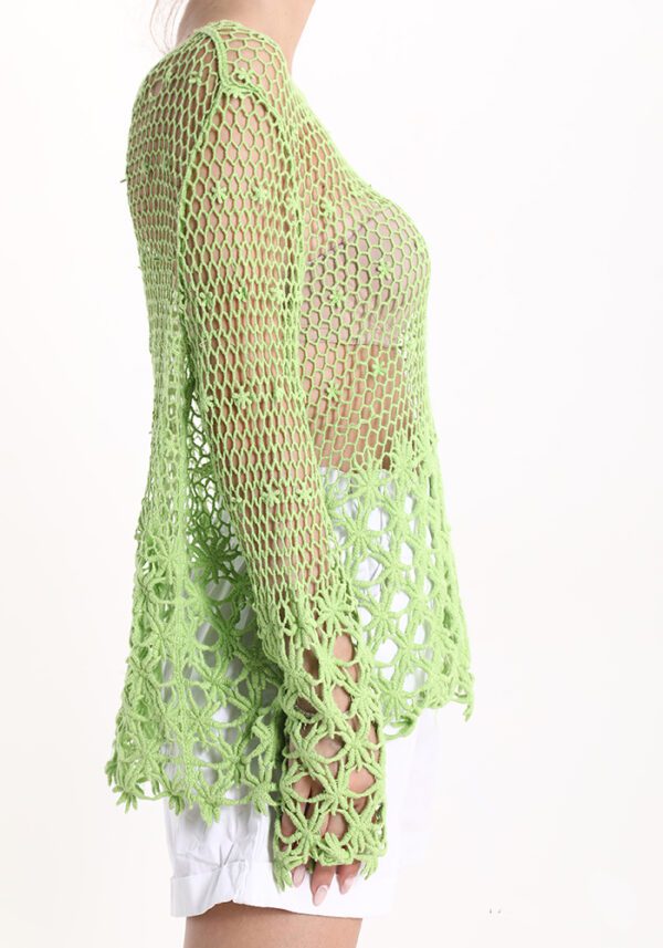 Zomer Geborduurde Katoenen top gehakte blouse GROEN kleur maat 40-42 - Afbeelding 4