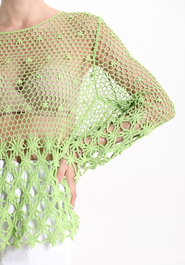Zomer Geborduurde Katoenen top gehakte blouse GROEN kleur maat 40-42 - Afbeelding 5