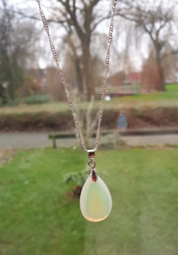 Ketting van staal en Opaal hanger - Afbeelding 2