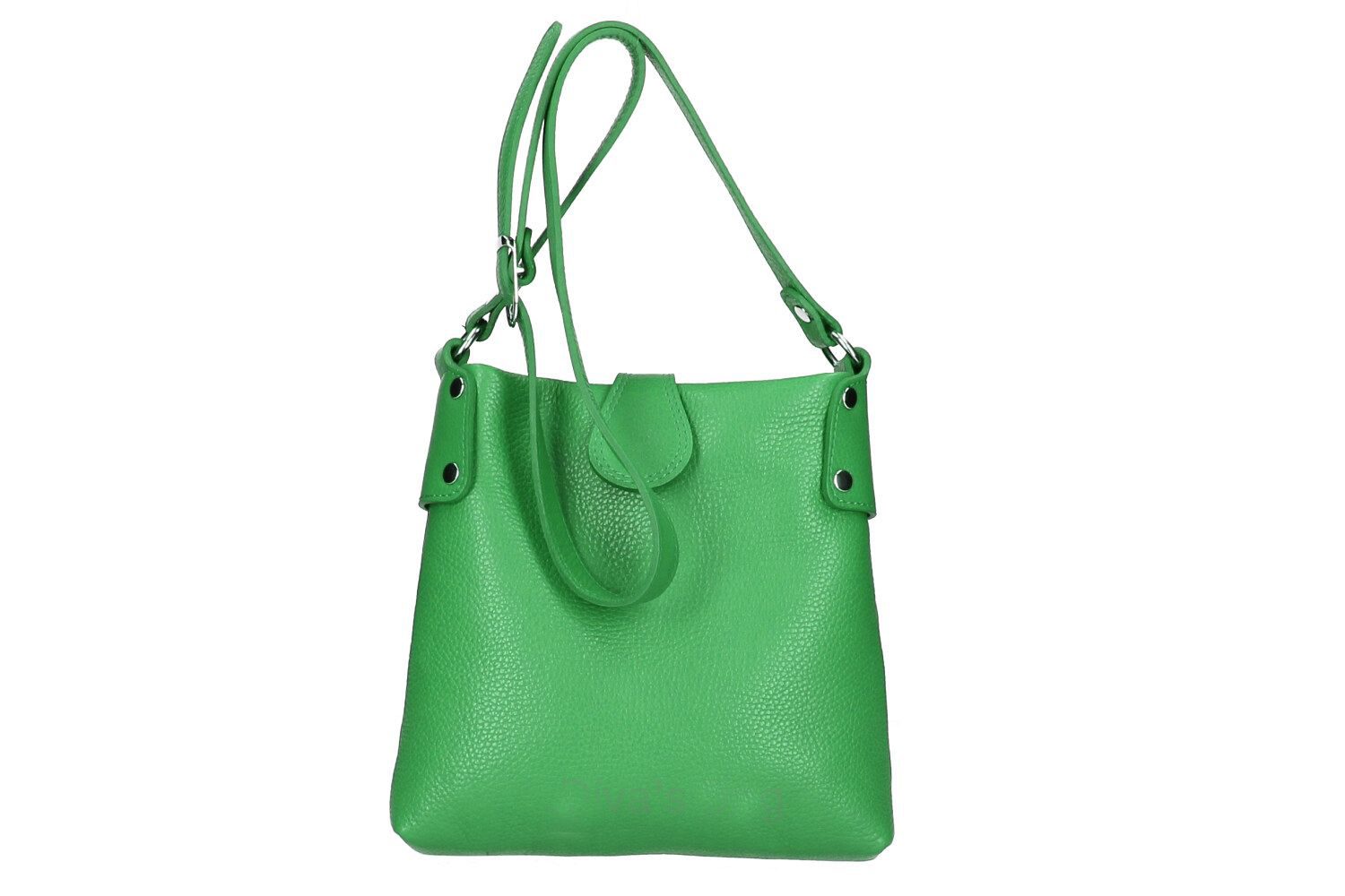 Schoudertas boho van echt Dollar-leer in MILITAIR GROEN kleur - metale stutting voor - schouderriem - ritssluiting