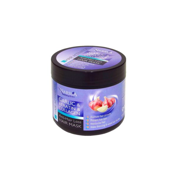 NATUURLIJKE HAARMASKER MET KNOFLOOK, KERATINE EN COLLAGEEN, 500ML