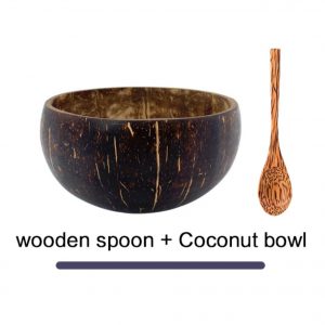 Set van 2 producten - Kokos kom en bamboe lepel voor henna mixen - decoratie in huis - ecologisch