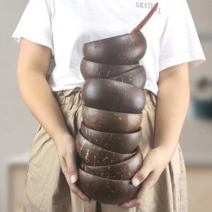 Set van 2 producten - Kokos kom en bamboe lepel voor henna mixen - decoratie in huis - ecologisch