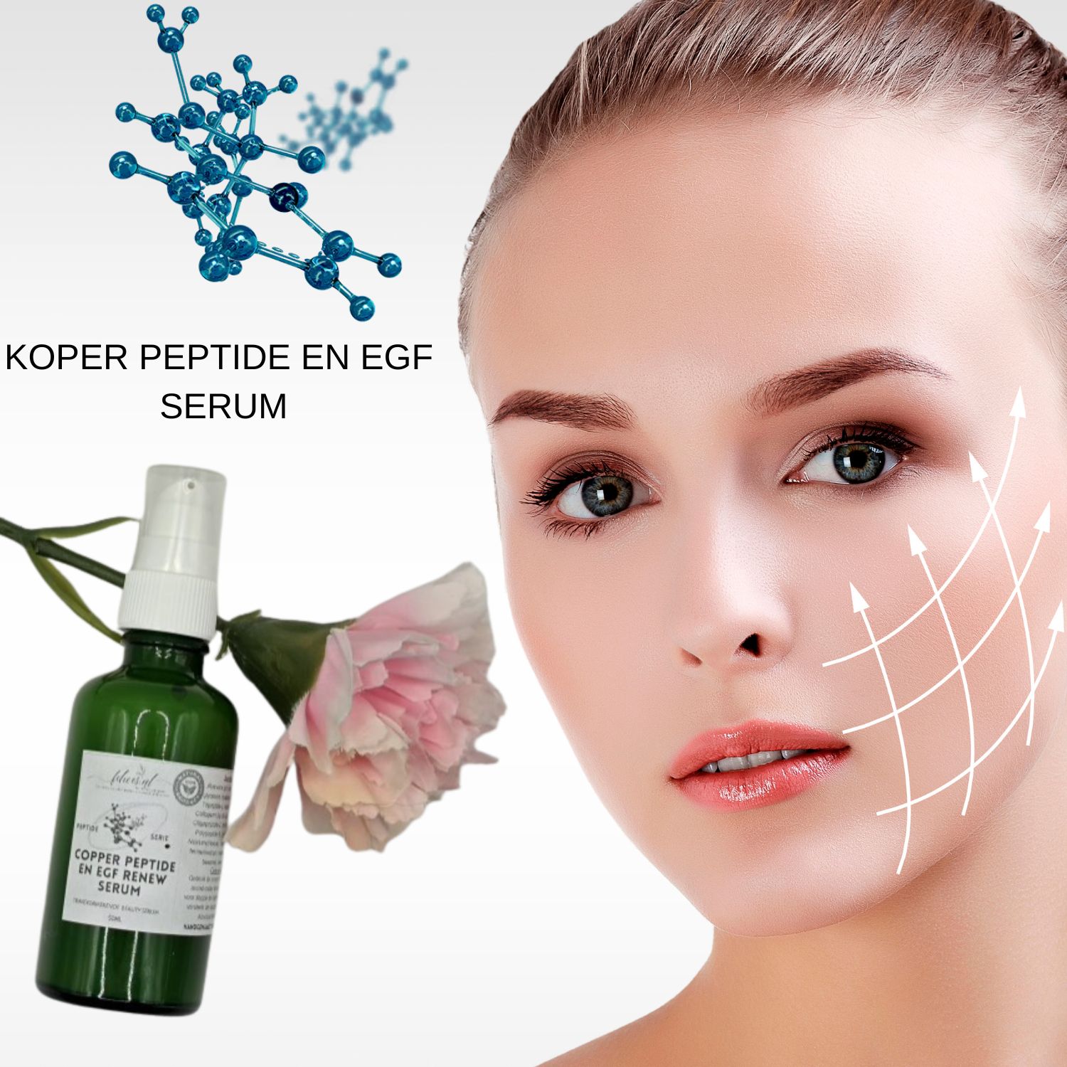 Handgemaakte ultimate gezicht serum met Koper peptide en EGF - lift serum rozenbottel olie - 50ml
