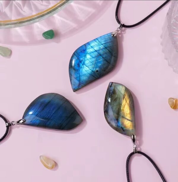 Handgemaakte edelsteen ketting met ruwe geometrisch Labradoriet - voor heren en vrouwen 1st - Afbeelding 3