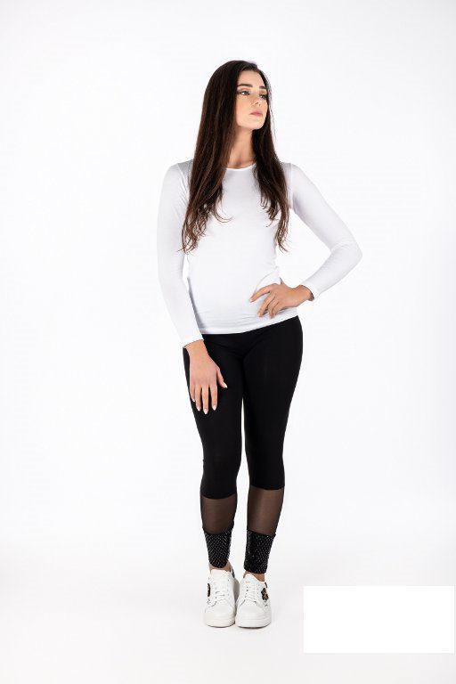 Italiaanse moderne katoenen legging met tule en pailletten voor dames maat S/M