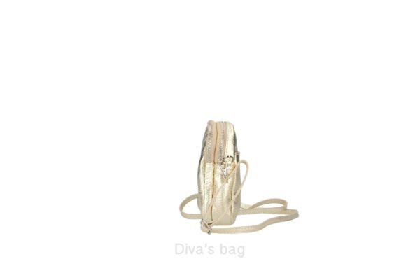 Echte Leren schouder bollig tasje voor mobiel telefoon - cross body tasje met 2 vakken met rits - kleur GOUD - Afbeelding 3