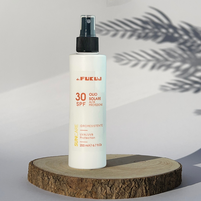 Dr Fukuj zonneolie voor lichaam - spf30 - hoge bescherming - waterdicht - geurvrij - 200ml