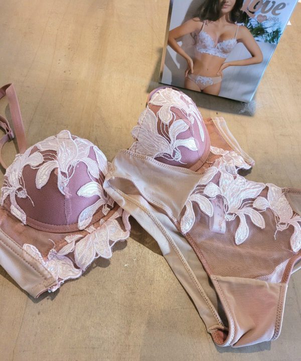 Italiaanse lingerie set met push-up beha satijn en slip ROOS, 80B, 38 - Afbeelding 8