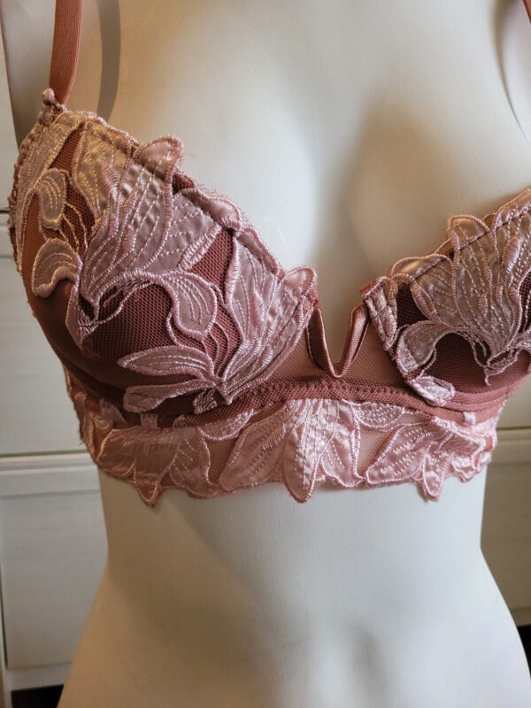 Italiaanse lingerie set met push-up beha satijn en slip ROOS, 80B, 38 - Afbeelding 3