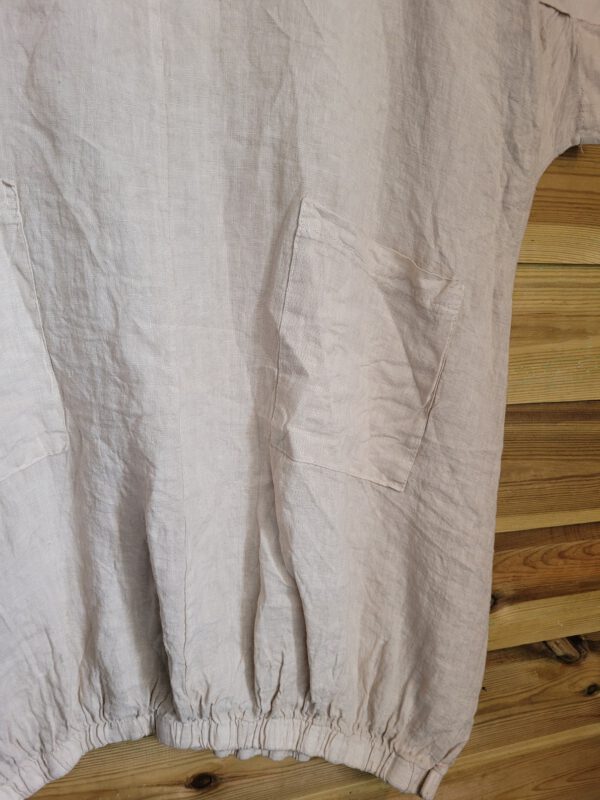 Comfortabele linnen jurk met zakken en raglan mouw , kleur BEIGE, maat 44 - Afbeelding 5