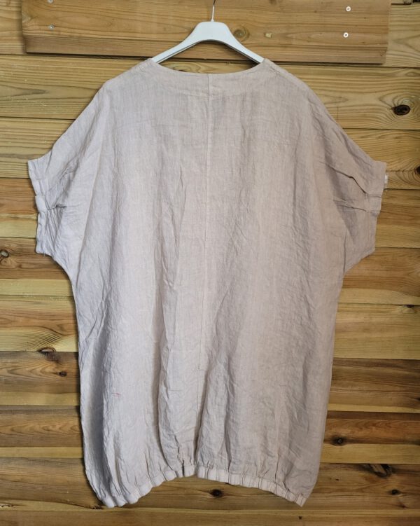 Comfortabele linnen jurk met zakken en raglan mouw , kleur BEIGE, maat 44 - Afbeelding 4