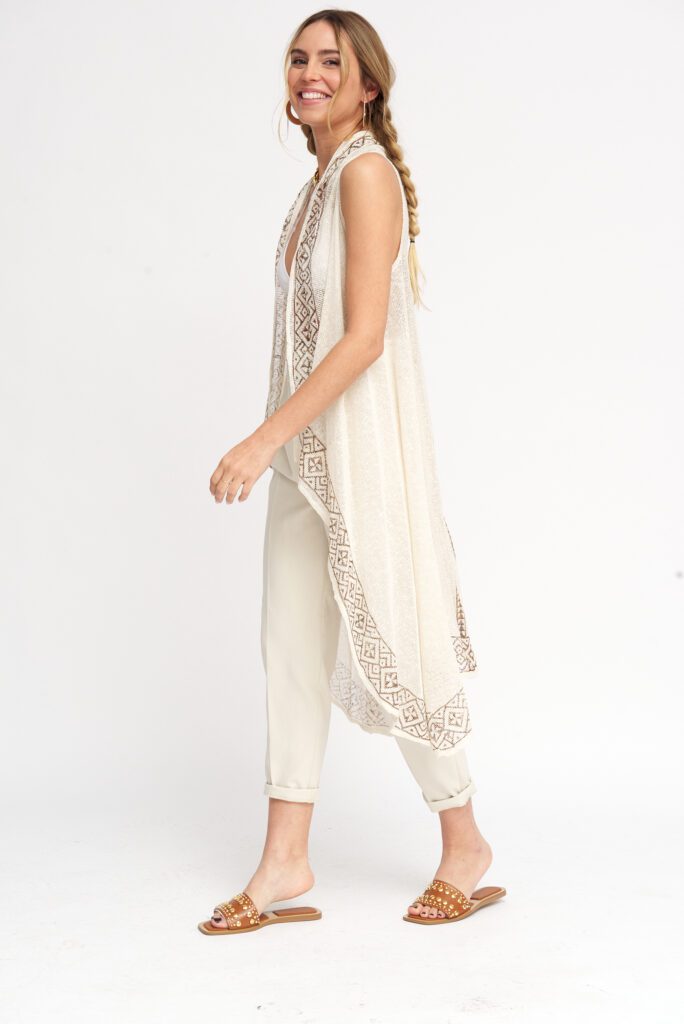 Katoenen doorzichtige kimono voor zomer dagen - doorzichtig - diverse kleuren maat 38