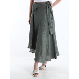 linnen-lange-rok-militair-groen