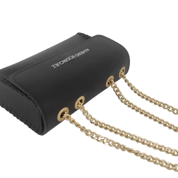 Eco gerecycled leer hand tas - voorgevormd - goeden ketting schouder riem - roze lux patroon - Afbeelding 3