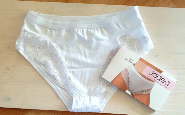 Italiaanse katoenen slip voor vrouwen in WIT, kant, Maat XL - Afbeelding 2