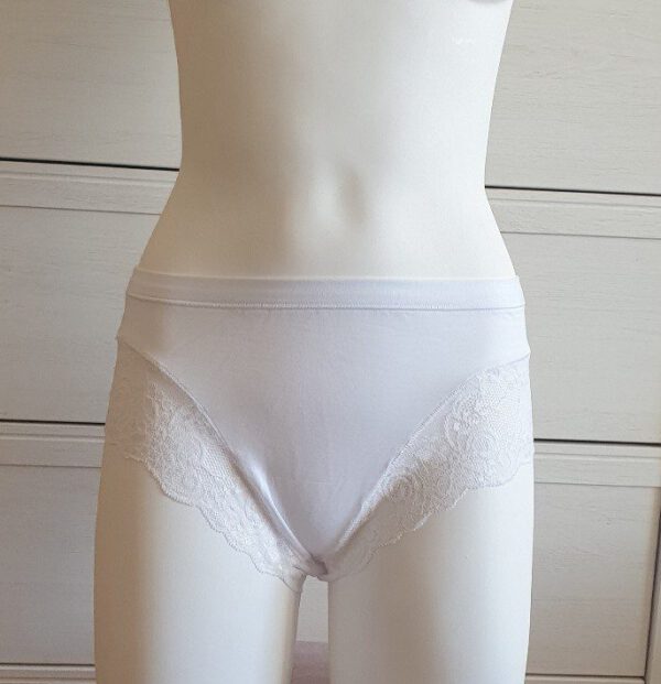 Italiaanse katoenen slip voor vrouwen in WIT, kant, Maat XL - Afbeelding 3