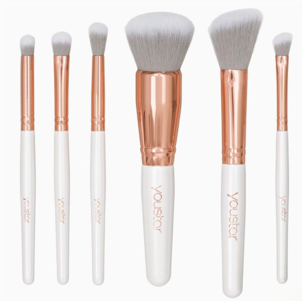 Make-upborstel set voor op reis of thuis gebruik - poeder borstel - rouge - oogschaduw - contour borstel 6st