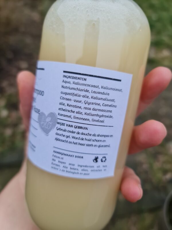 Biologische Marseille vloeibare shampoo en douchegel met Lavendel en Roze - keratine - camelina olie 500ml - Afbeelding 3