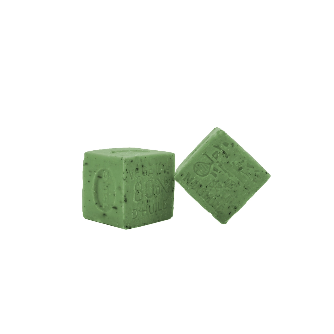 ECOCERT 2 stuks Geurende Marseillezepen LAVENDEL en MUNT - vierkanten zeep blokken -haar en huid - 2x150 gram