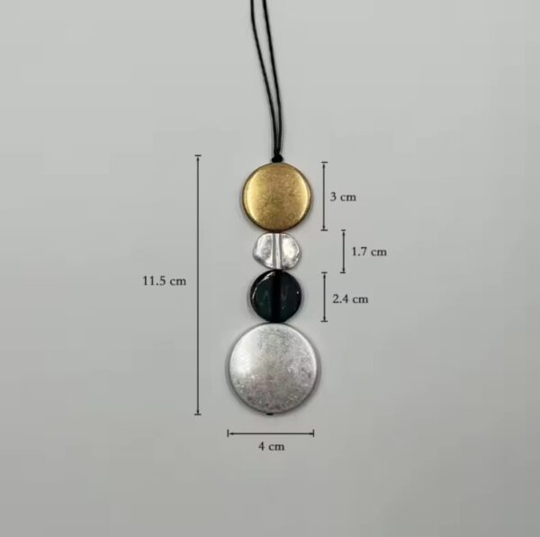 Boho lange ketting - acryl ronde elementen - was koord - elegante lange ketting - goud en zilver - Afbeelding 2
