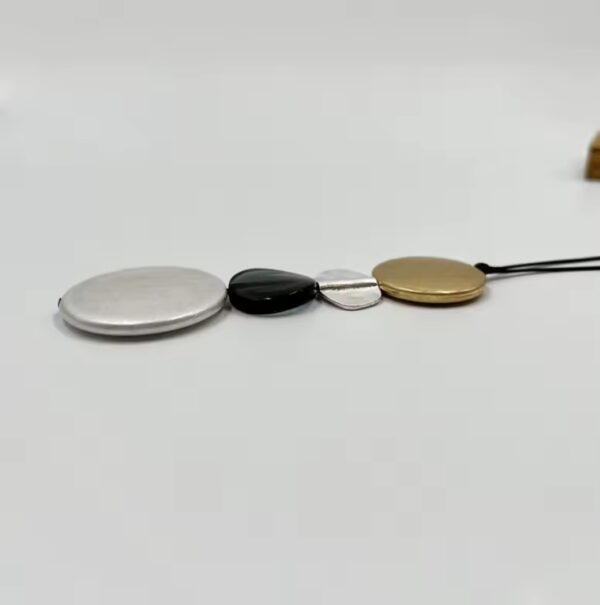 Boho lange ketting - acryl ronde elementen - was koord - elegante lange ketting - goud en zilver - Afbeelding 3
