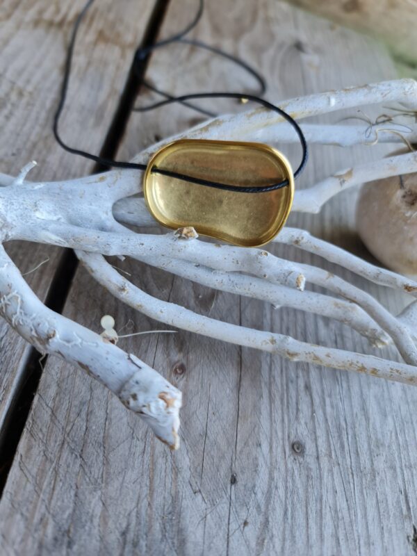 Chique Gouden ketting - bruin koord - midden lengte - goudkleurig roestvrij hanger 1st - Afbeelding 4