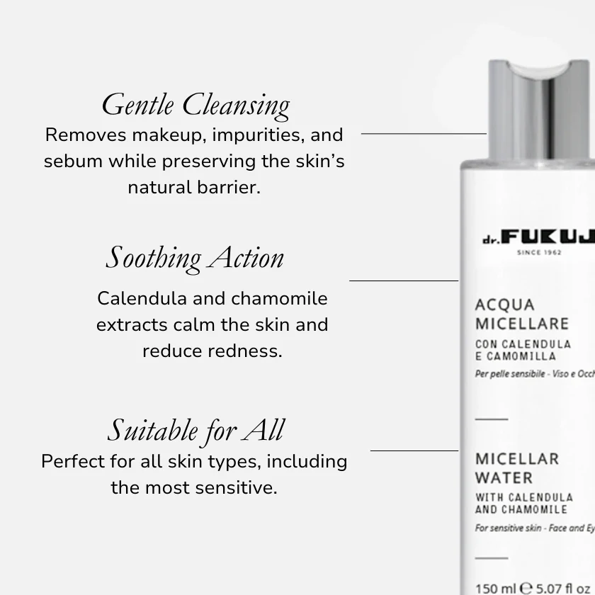 Dr Fukuj Micellair water - met calendula en kamille - verwijdert make - up - kalmeer - gevoelige huid 150ml