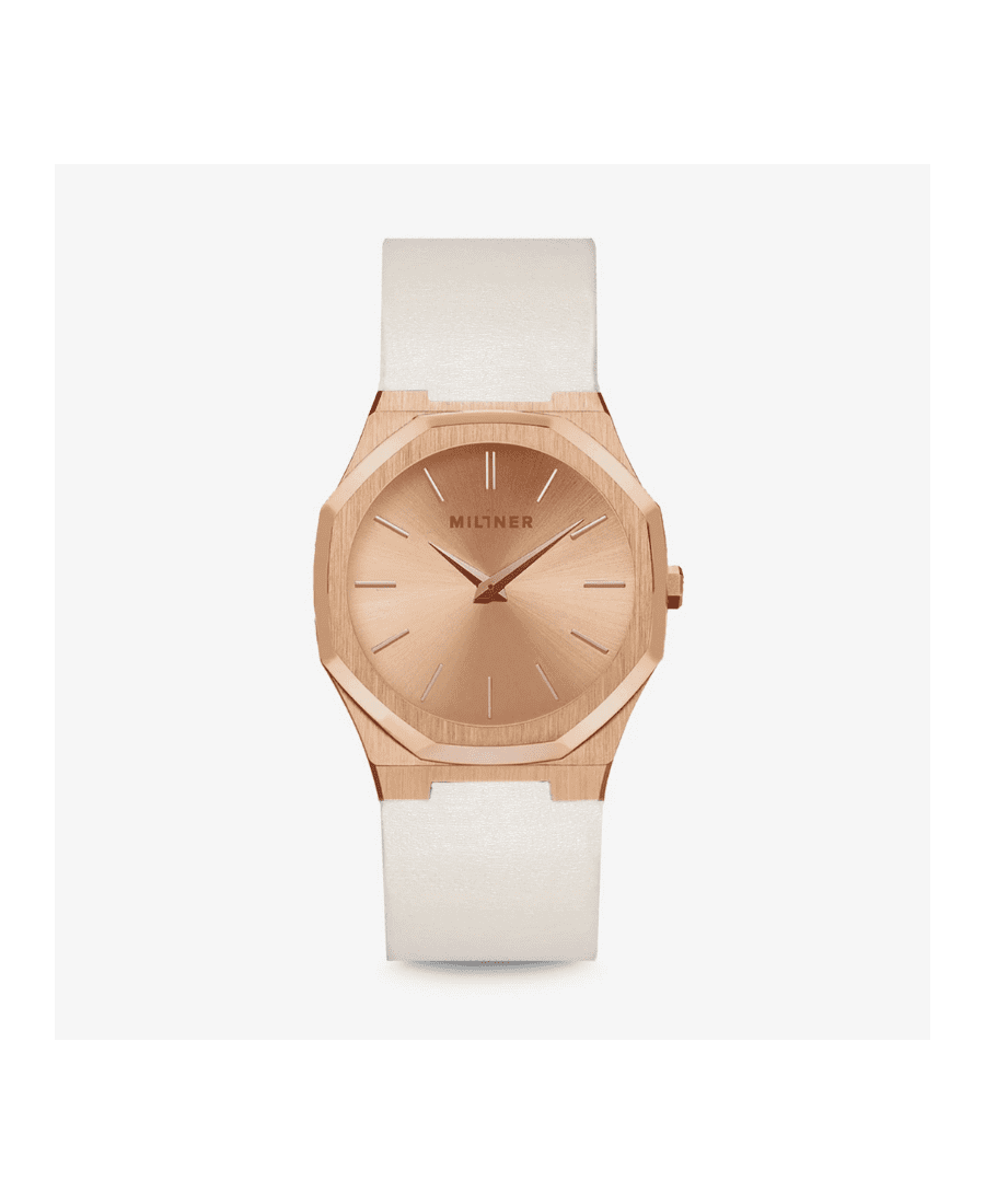 Millner Spaanse merk horloge voor dames - vrouwen - TAN kleur leren armband - polshorloge - design -  Oxford S Sand