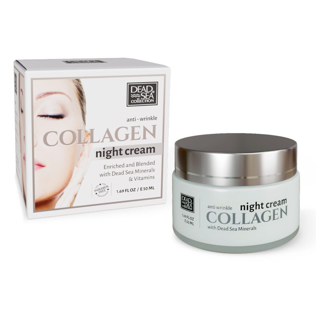 Dode zee mineralen Collageen Nacht Gezicht creme - direct uit Israël - hyaluronzuur - shea - kurkuma- verjongt 50ml