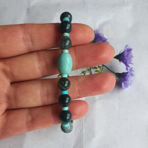 Handgemaakte edelsteen armband van Groene Agaat en Turquoise voor mannen en vrouwen