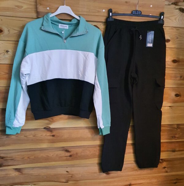 Dames sportpak set van broek en sweater- zijzakken - thuispak - training - rits - Maat 38/40 - Afbeelding 3